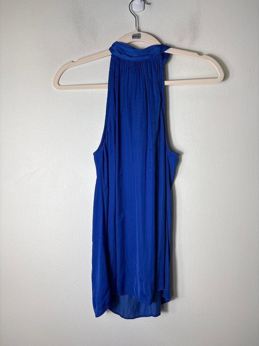 Naked Zebra Cobalt Blue Halter Tie Neck Top sz M